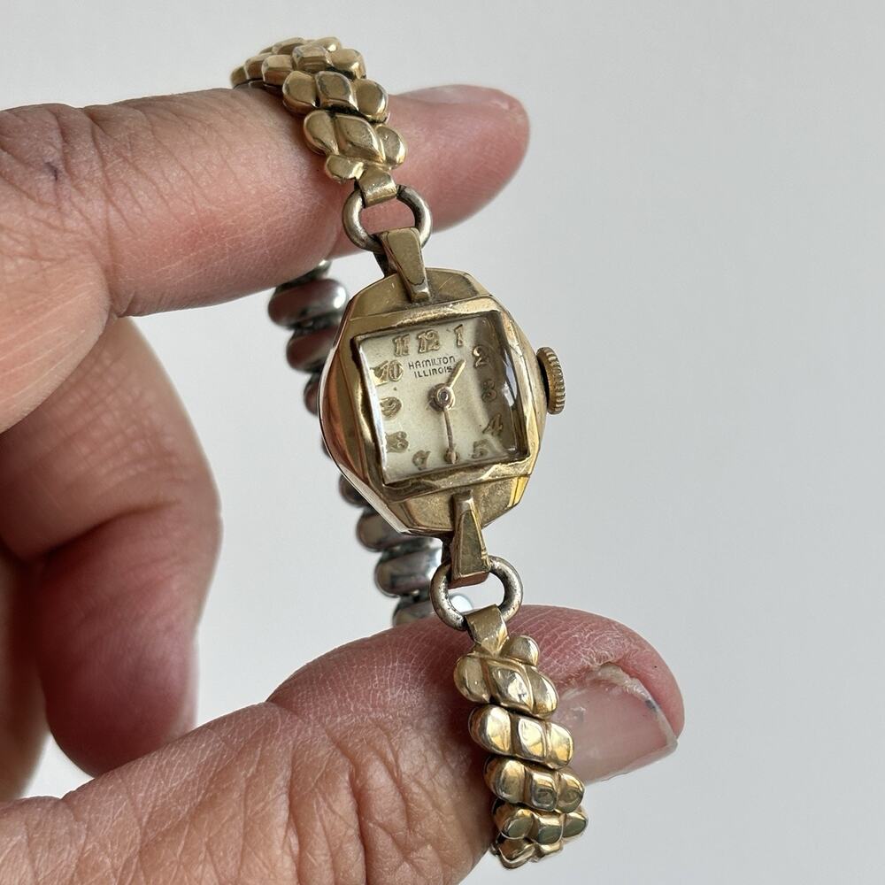 Vintage Hamilton Illinois Ladies Watch 10K RGP Art Deco Mechanical Bracelet